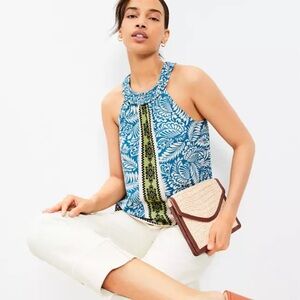 Loft Palm Smocked Halter Neck Top